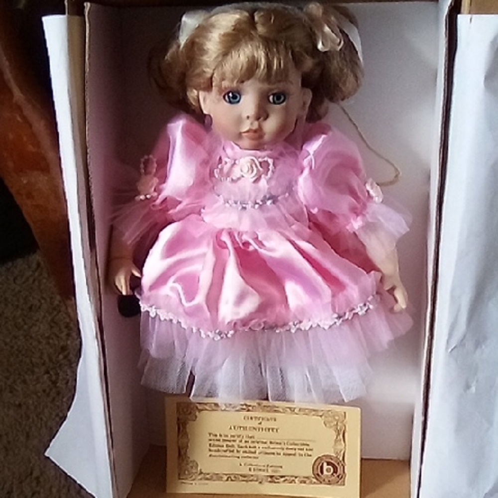 Brinn's Collectible Edition Doll Elegant Pink Doll with Ruffled Dress